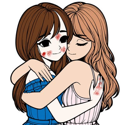 realistic girls hugging