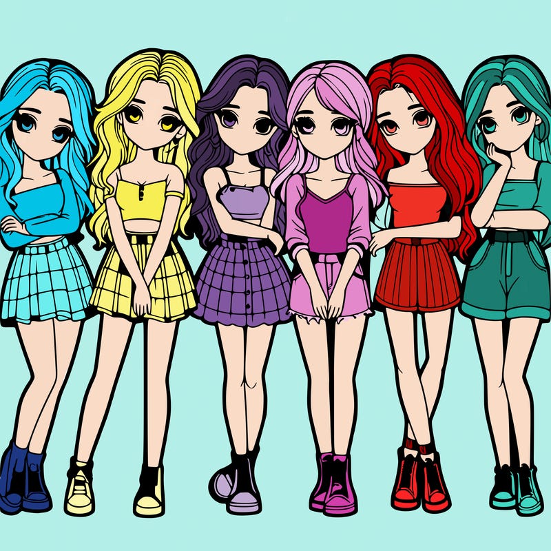 a group of girls realistic