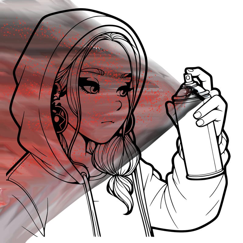 a realistic girl, spray painting