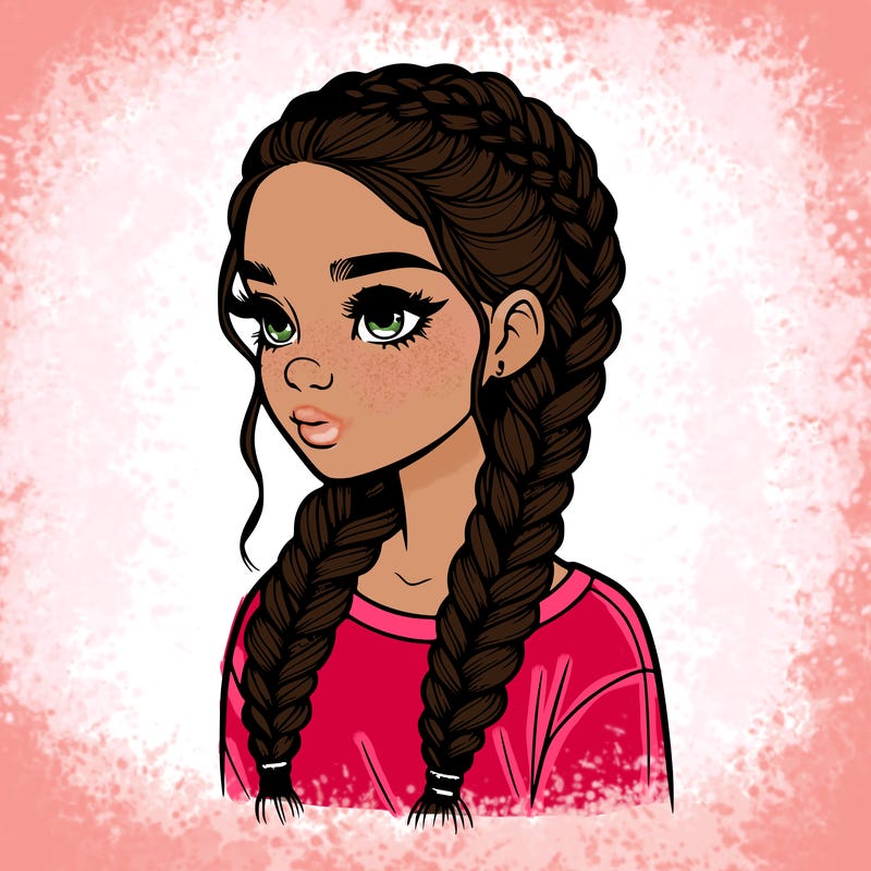 realistic girl with braids