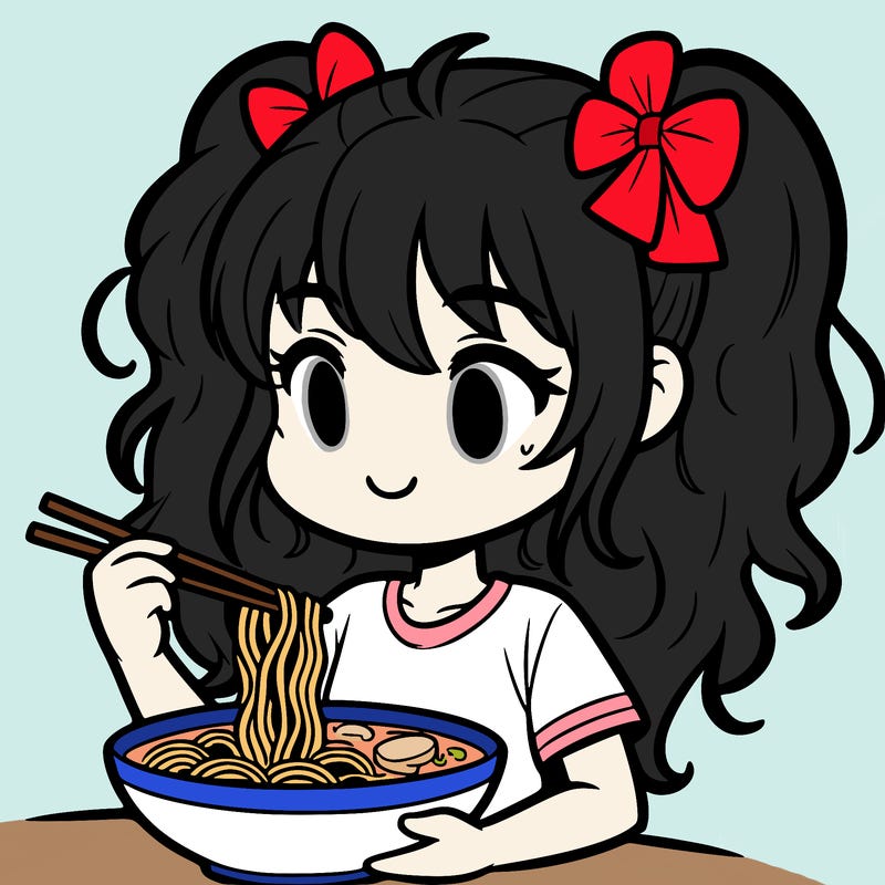 a girl eating ramen