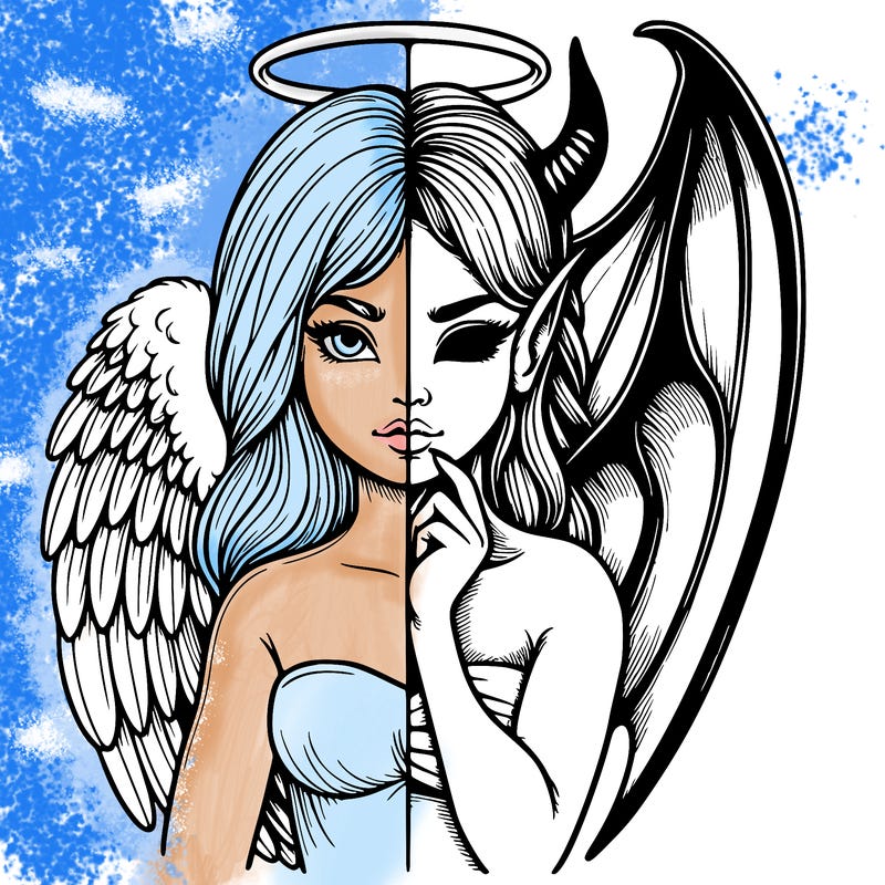 realistic angel half demon