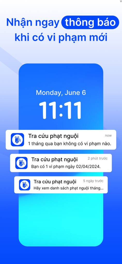 Écran de verrouillage du smartphone affichant des notifications push pour les alertes d'infractions de circulation en vietnamien