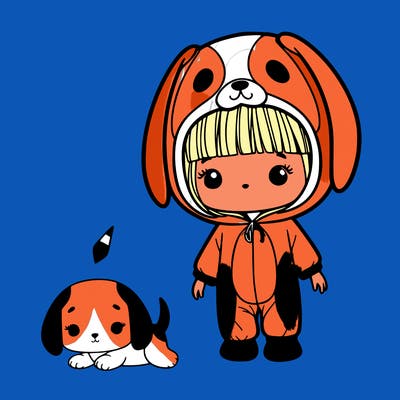 girl in a beagle onesie