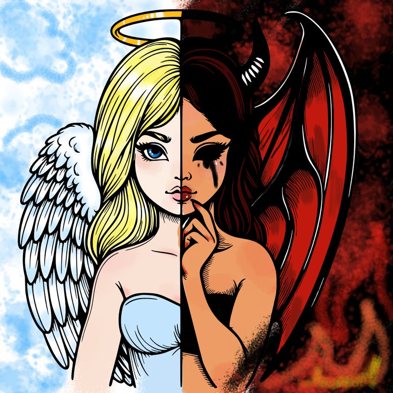 realistic angel half demon