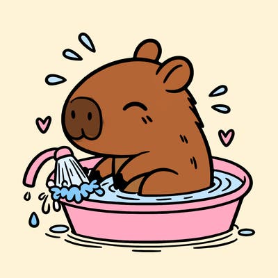 capybara taking a bath