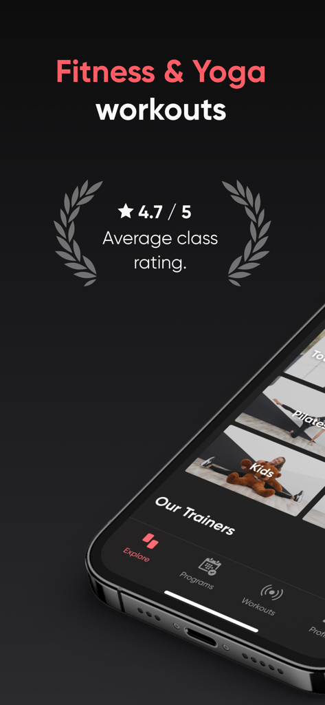 Buddyfit: Exercise at Home - Buddyfit fitness and yoga app showing 4 7 star rating and workout programs