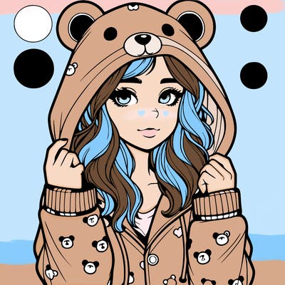 realistic girl in a animal pjs hoodie