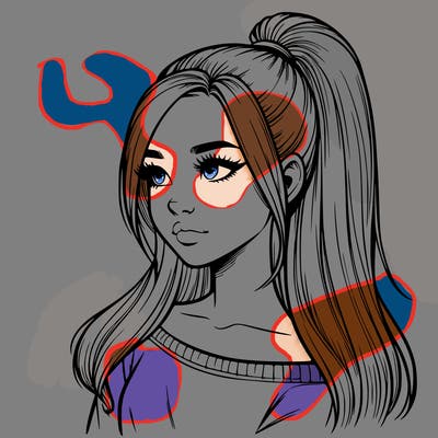 realistic girl with a high ponytail