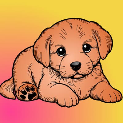 a cute realistic puppy