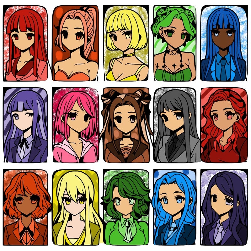 girls that look diffrent anime