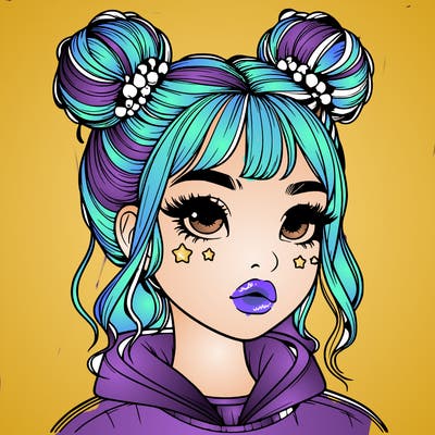 realistic girl with space buns