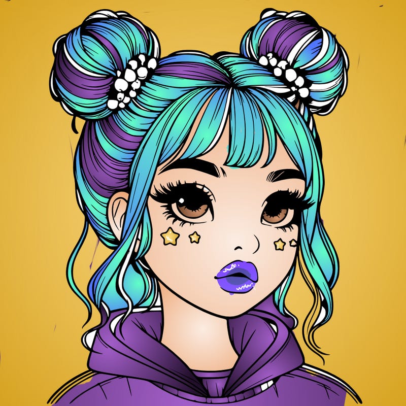realistic girl with space buns