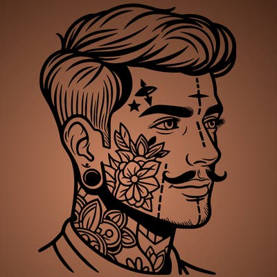 man with face tattoos