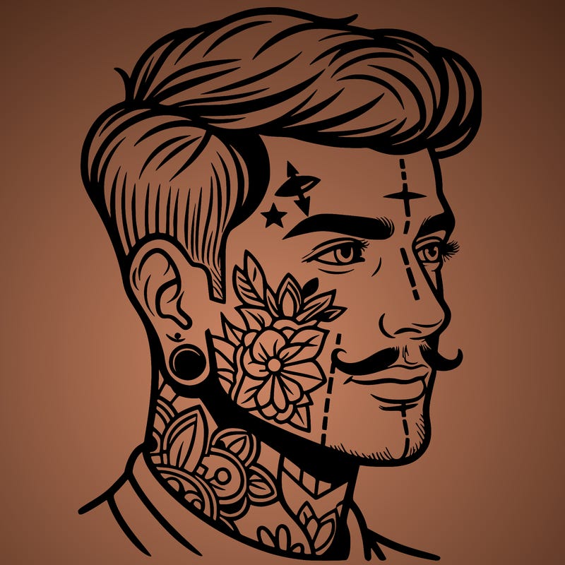 man with face tattoos