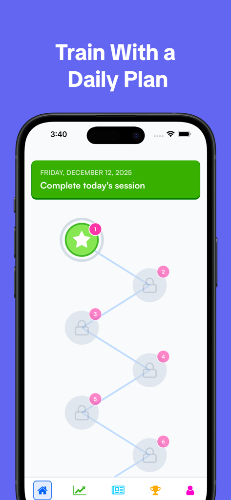 Footwork: Train Soccer Better - Mobile app screen showing a daily soccer training progress path with locked and unlocked levels