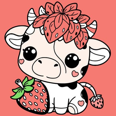 cute strawberry cow
