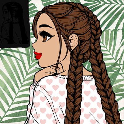 realistic girl with long braids