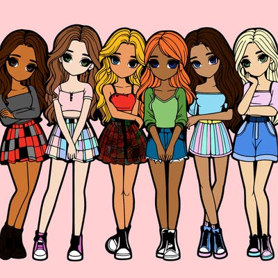 a group of girls realistic