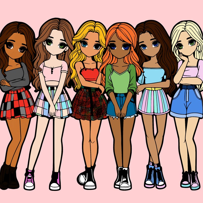 a group of girls realistic