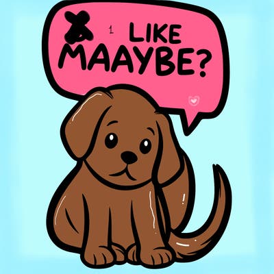 a puppy that says 5 like maybe