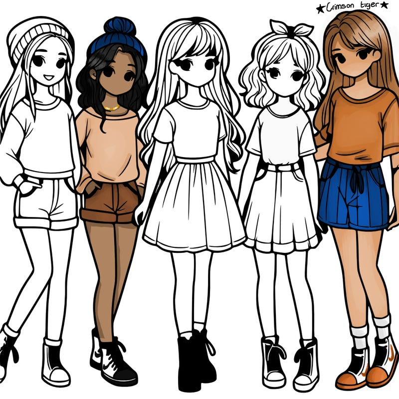 a group of five girls