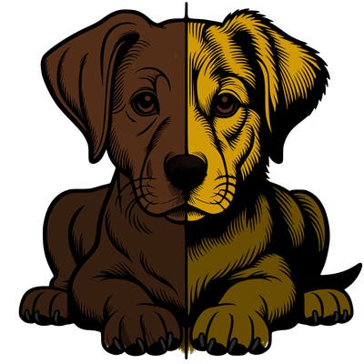 realistic dog split picture