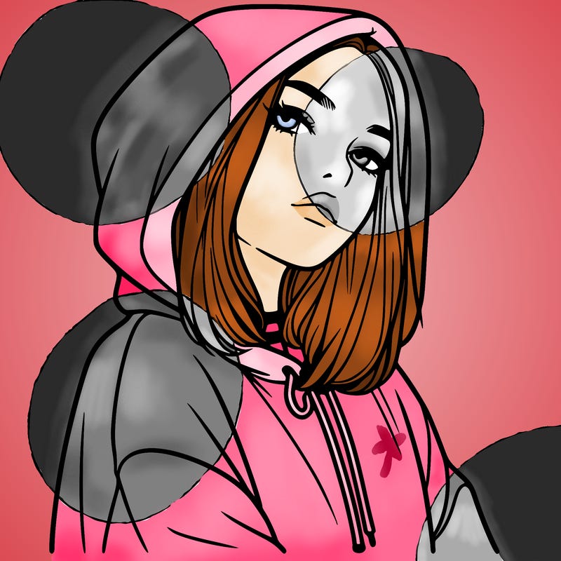 a realistic girl in a hoodie