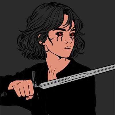 realistic girl with a sword