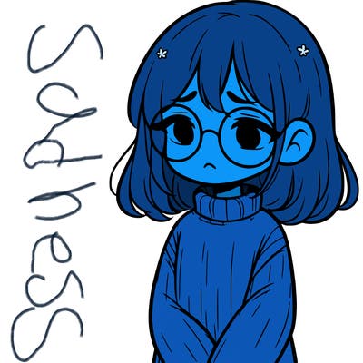 sad girl with glasses in a sweater