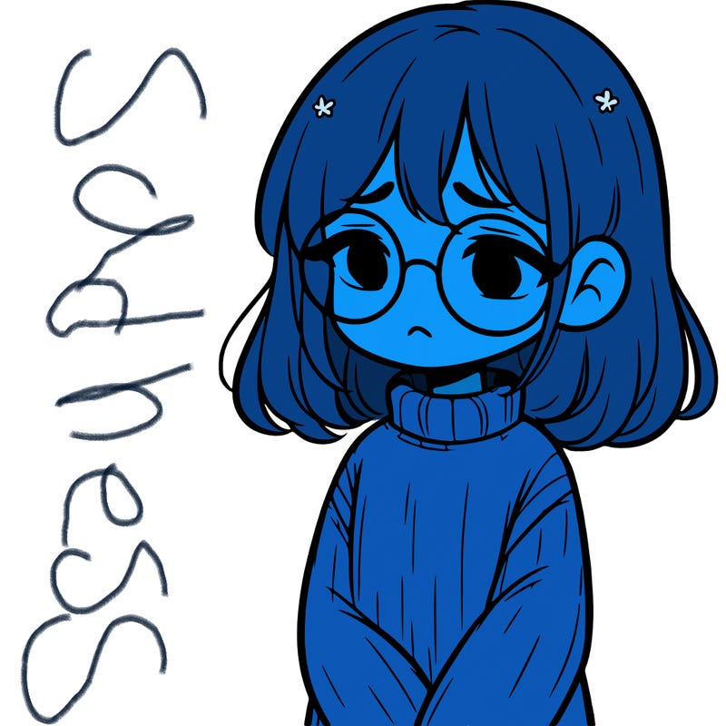 sad girl with glasses in a sweater