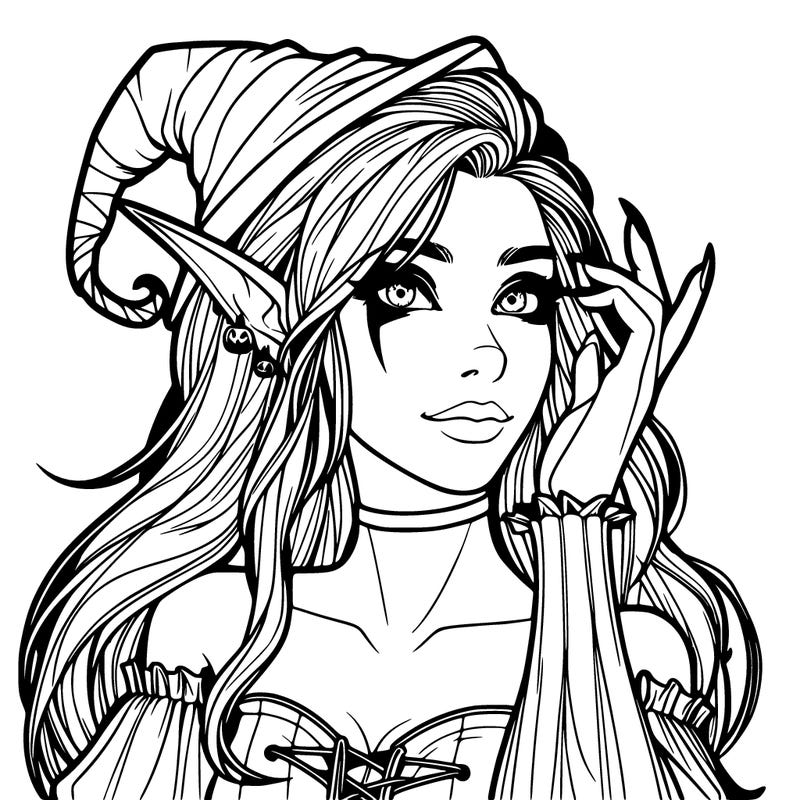 realistic elven halloween woman chaotic