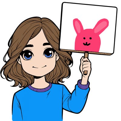realistic girl holding up a sign