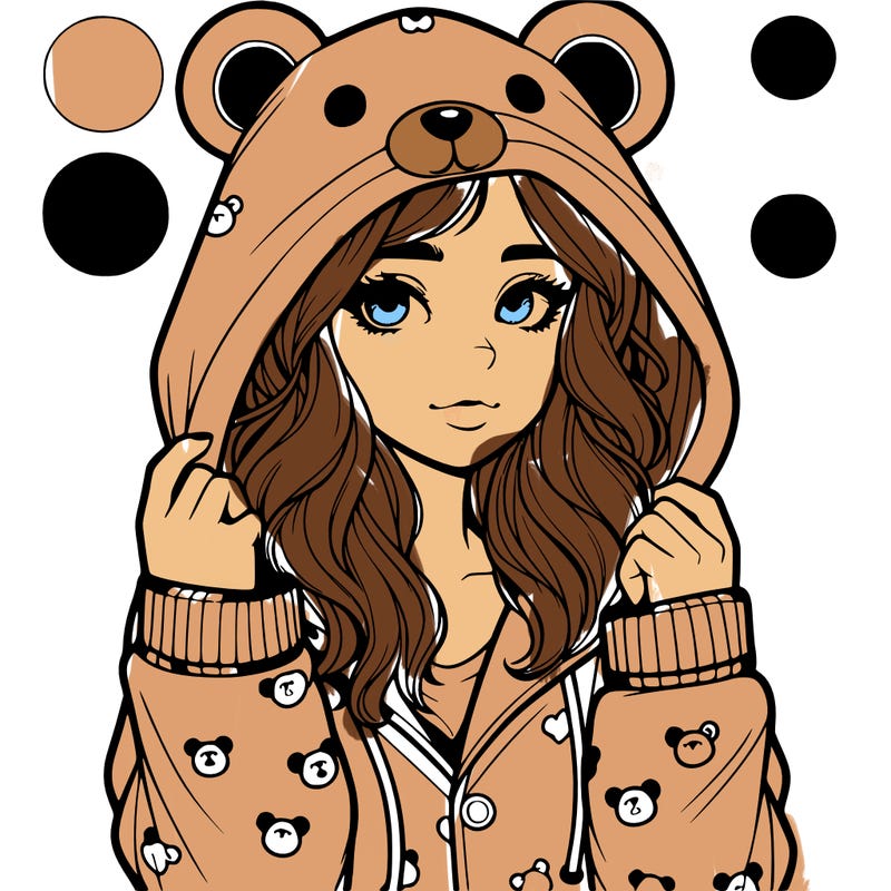 realistic girl in a animal pjs hoodie