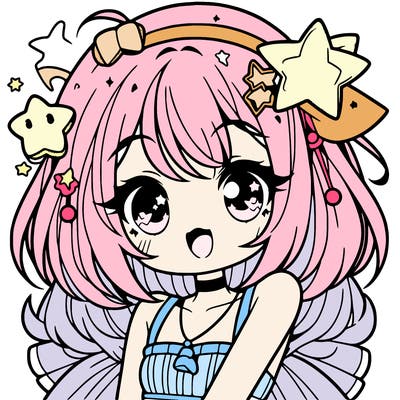 cute anime girl with star accessories