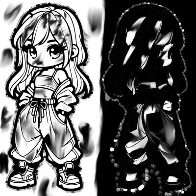 girl in crop top and baggy pants