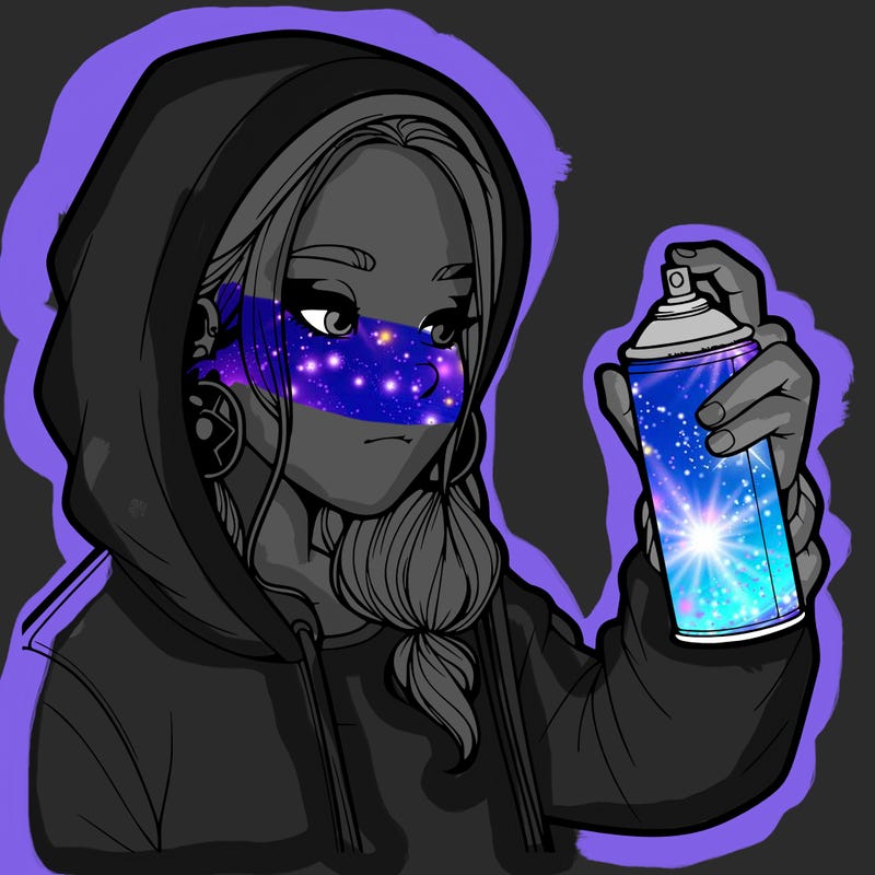 a realistic girl, spray painting