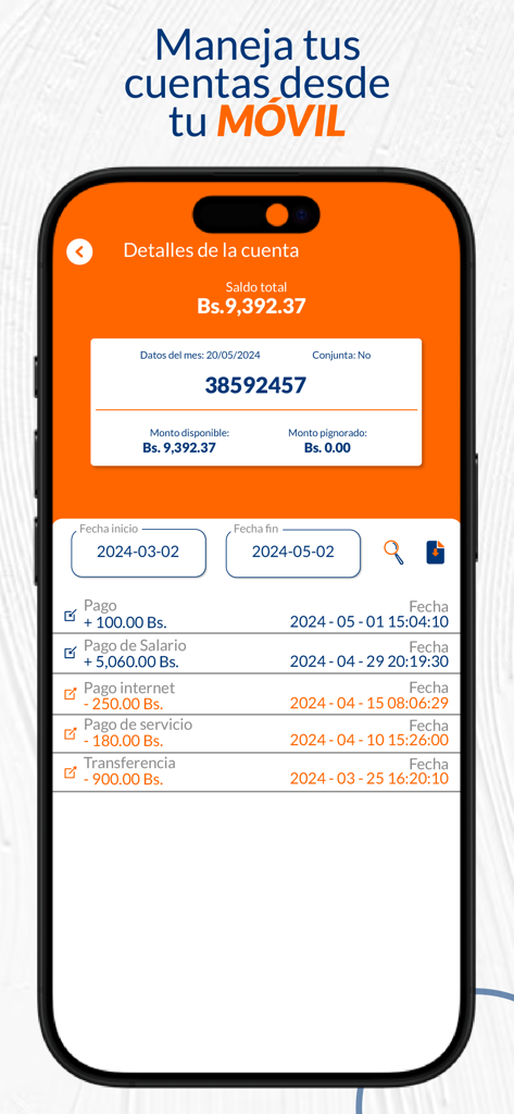 Fubode IFD - Tela do aplicativo móvel Fubode IFD mostrando o saldo da conta e o histórico de transações recentes
