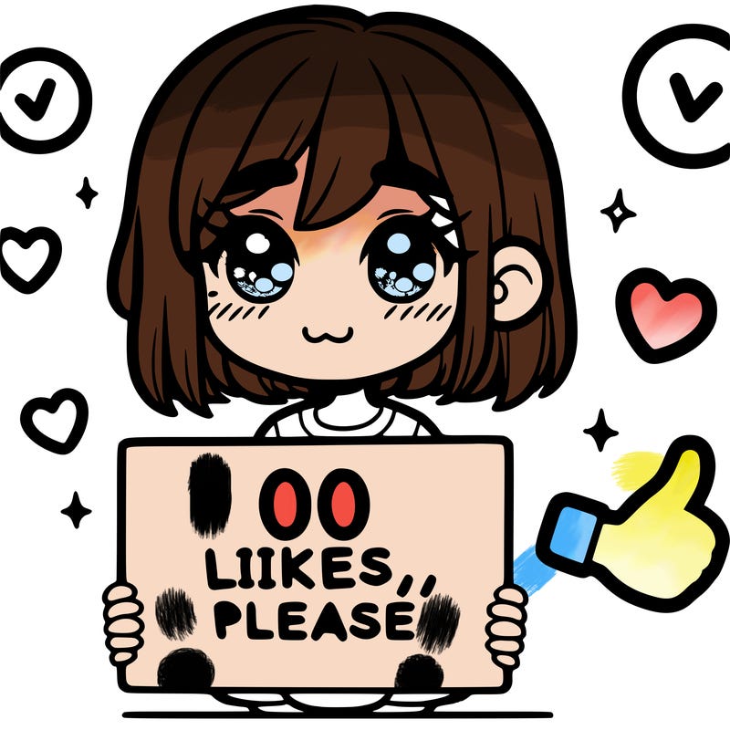 a girl with a sign saying 100 likes, please