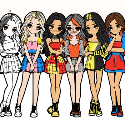 a group of girls realistic