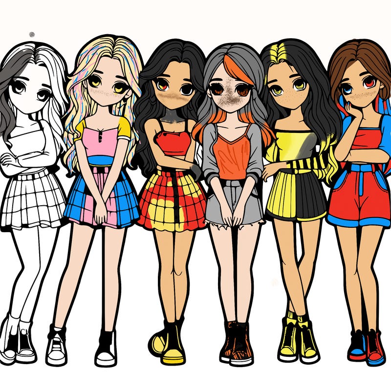 a group of girls realistic