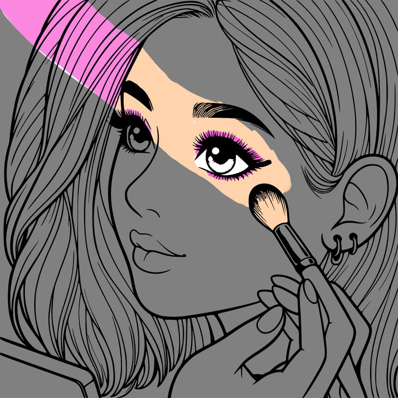 a realistic girl doing her makeup