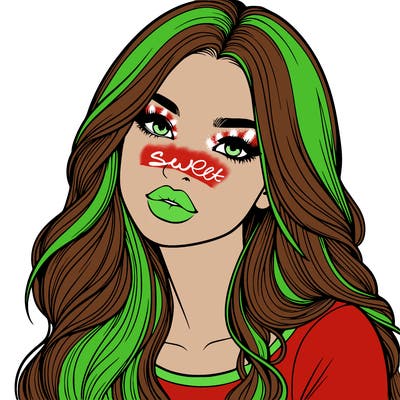 realistic girl with hair on her hair and lips