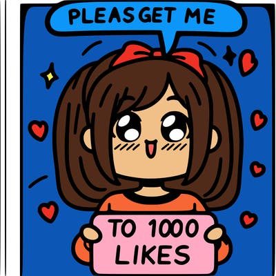 a girl saying please get me to 100 likes