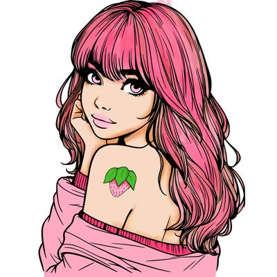 realistic girl with bangs looking over her shoulder