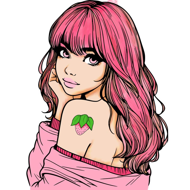 realistic girl with bangs looking over her shoulder