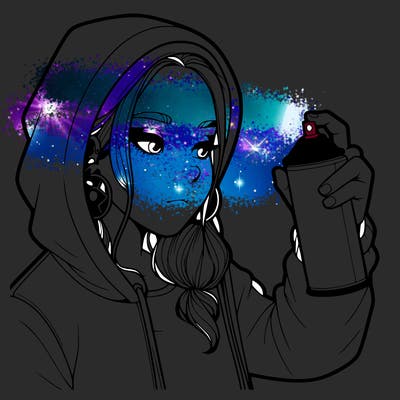 a realistic girl, spray painting