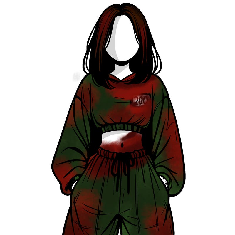 realistic girl faceless with baggy pants and a crop top