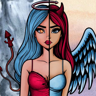 devil vs angel realistic girl