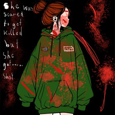 realistic girl with a oversized sweatshirt on and a bun